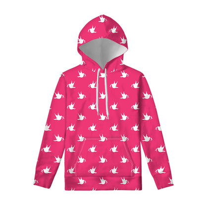 White Dove Breast Cancer Pattern Print Pullover Hoodie