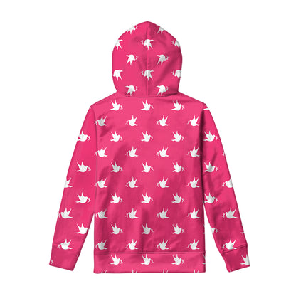 White Dove Breast Cancer Pattern Print Pullover Hoodie