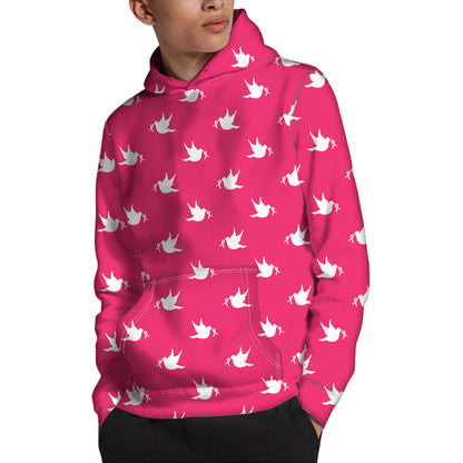 White Dove Breast Cancer Pattern Print Pullover Hoodie