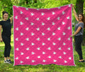 White Dove Breast Cancer Pattern Print Quilt