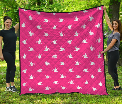 White Dove Breast Cancer Pattern Print Quilt