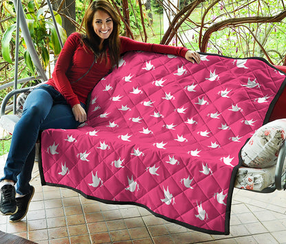White Dove Breast Cancer Pattern Print Quilt