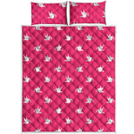 White Dove Breast Cancer Pattern Print Quilt Bed Set
