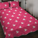 White Dove Breast Cancer Pattern Print Quilt Bed Set