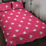 White Dove Breast Cancer Pattern Print Quilt Bed Set