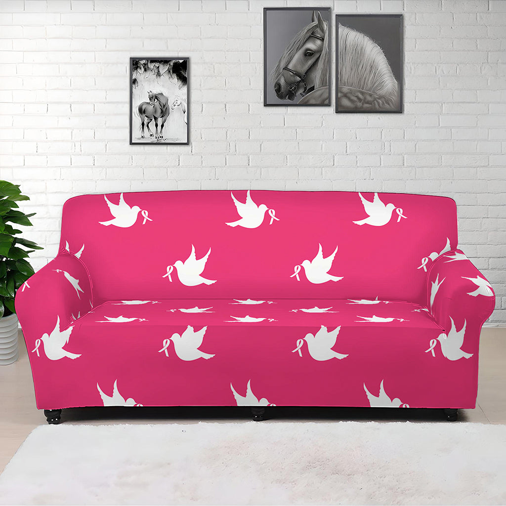 White Dove Breast Cancer Pattern Print Sofa Cover