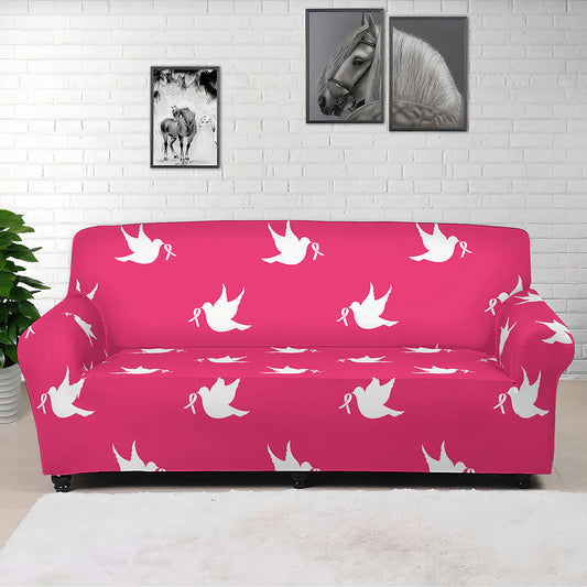 White Dove Breast Cancer Pattern Print Sofa Cover