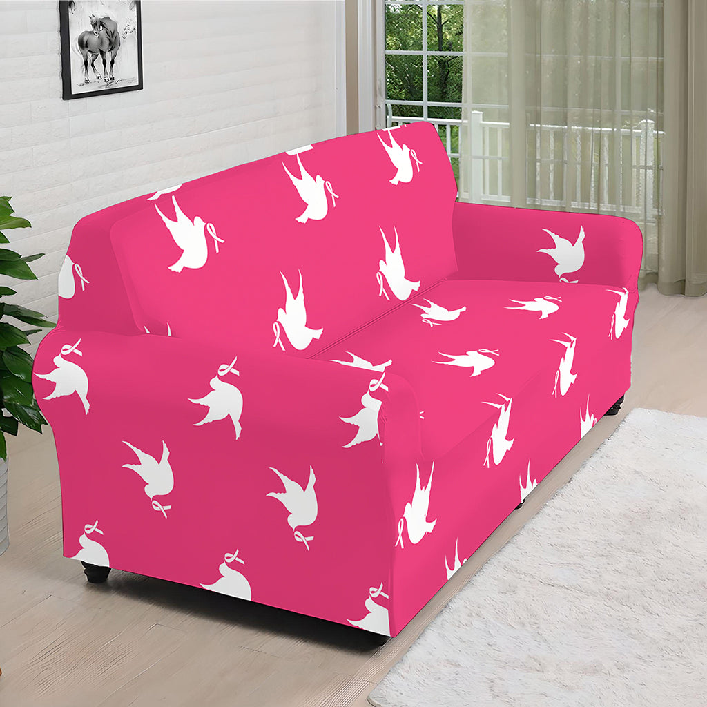 White Dove Breast Cancer Pattern Print Sofa Cover