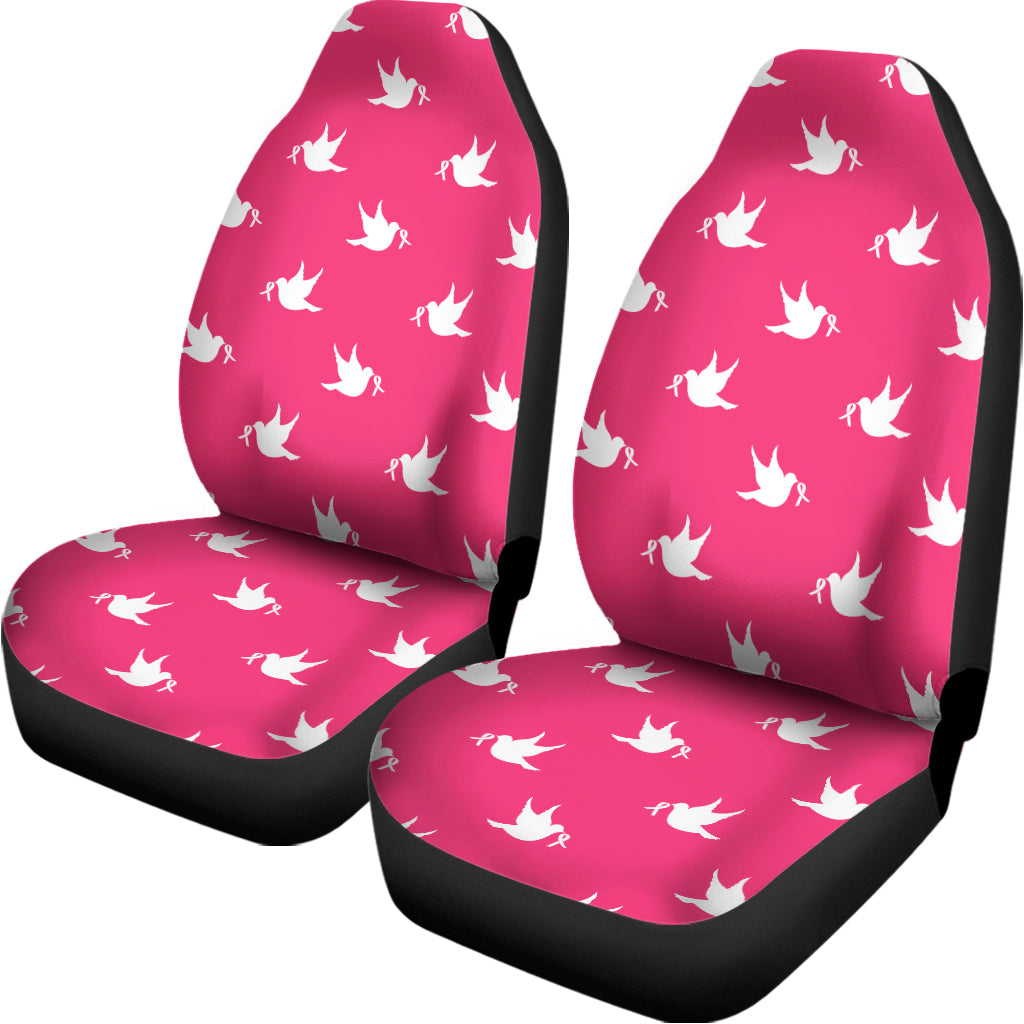 White Dove Breast Cancer Pattern Print Universal Fit Car Seat Covers