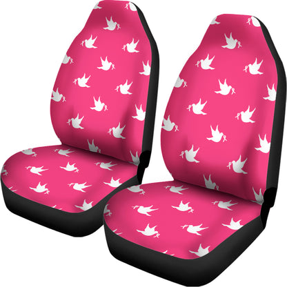 White Dove Breast Cancer Pattern Print Universal Fit Car Seat Covers