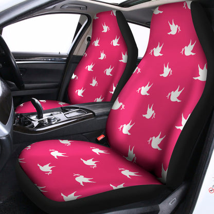 White Dove Breast Cancer Pattern Print Universal Fit Car Seat Covers