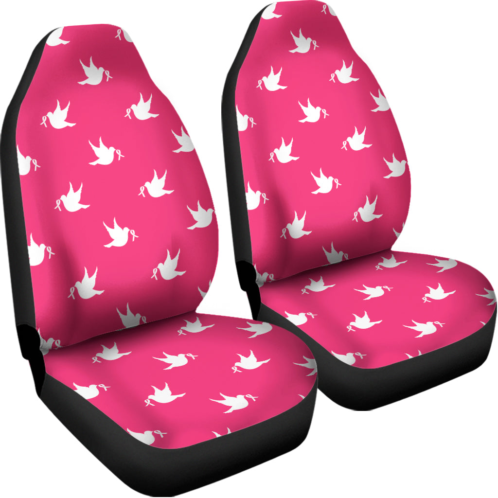 White Dove Breast Cancer Pattern Print Universal Fit Car Seat Covers