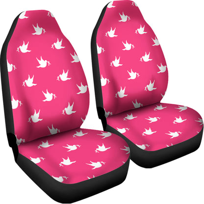 White Dove Breast Cancer Pattern Print Universal Fit Car Seat Covers