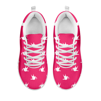 White Dove Breast Cancer Pattern Print White Sneakers