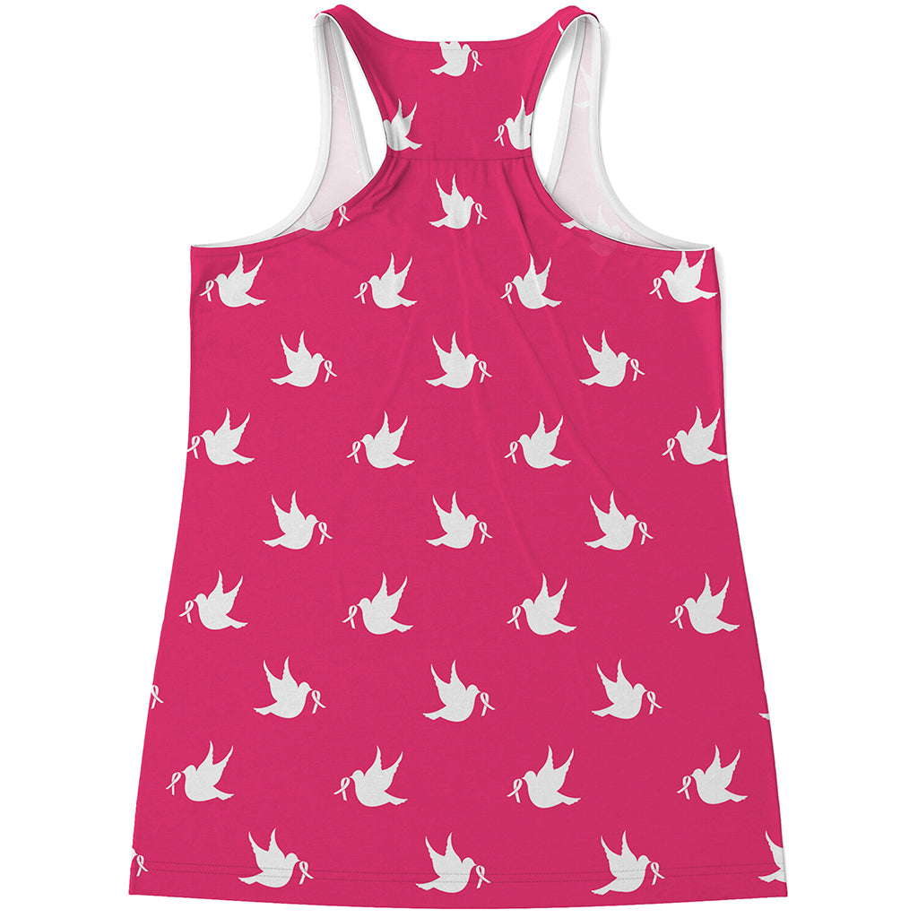 White Dove Breast Cancer Pattern Print Women's Racerback Tank Top