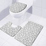 White Eggplant Drawing Print 3 Piece Bath Mat Set