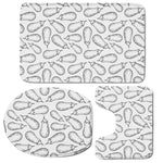White Eggplant Drawing Print 3 Piece Bath Mat Set