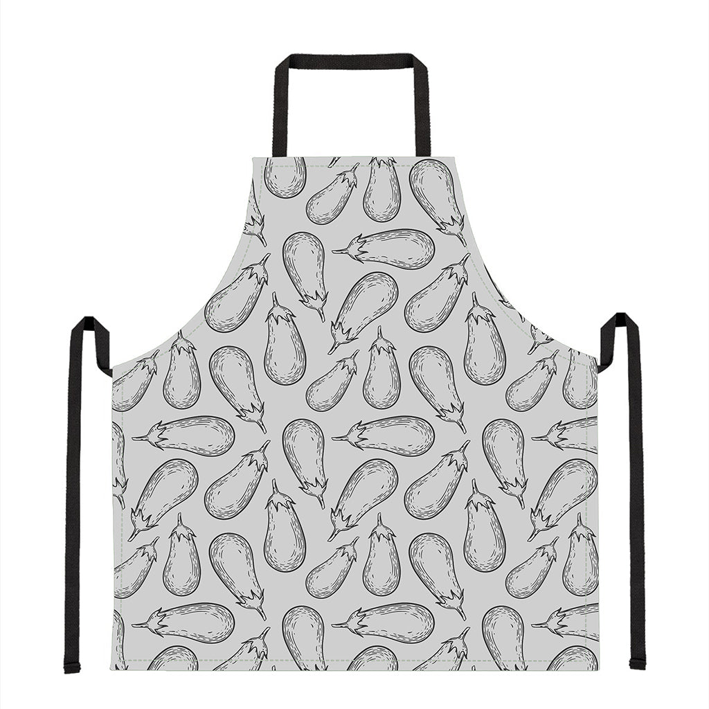 White Eggplant Drawing Print Apron