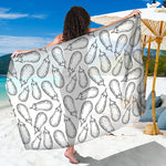 White Eggplant Drawing Print Beach Sarong Wrap