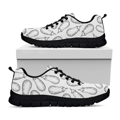 White Eggplant Drawing Print Black Sneakers