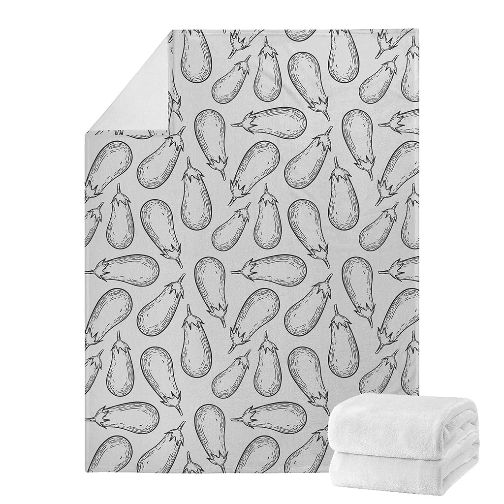 White Eggplant Drawing Print Blanket
