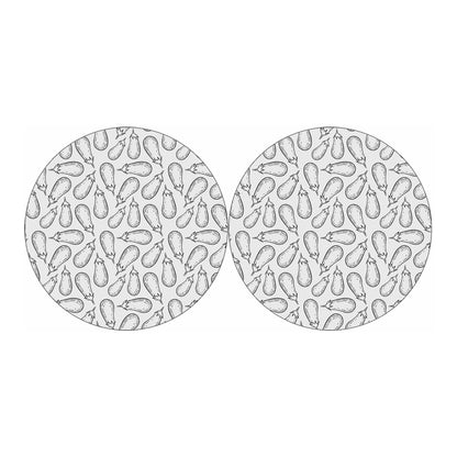 White Eggplant Drawing Print Car Coasters