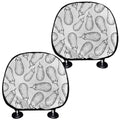 White Eggplant Drawing Print Car Headrest Covers