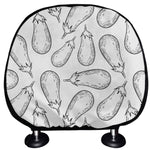 White Eggplant Drawing Print Car Headrest Covers