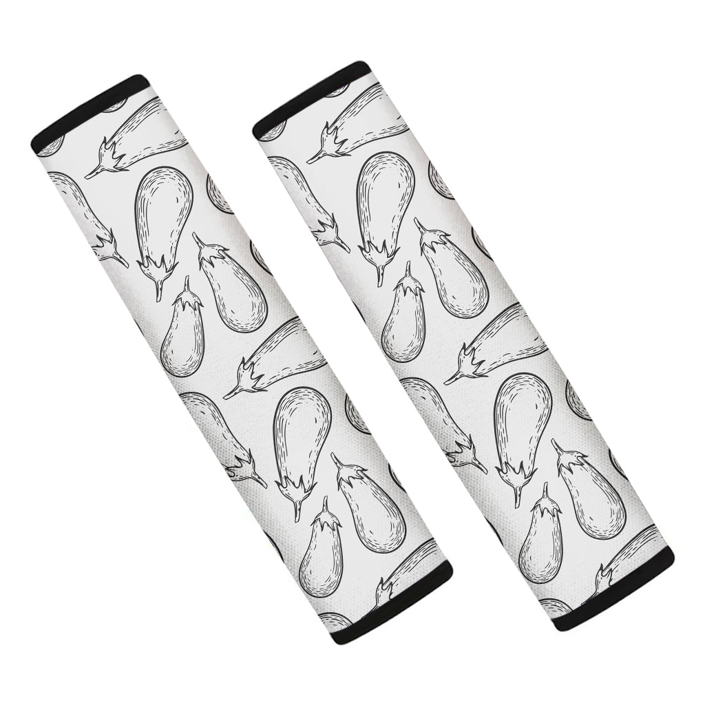 White Eggplant Drawing Print Car Seat Belt Covers