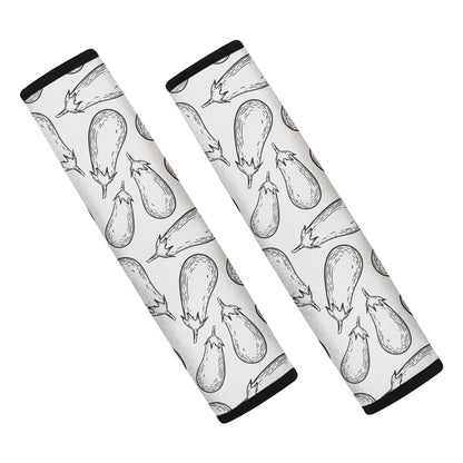 White Eggplant Drawing Print Car Seat Belt Covers