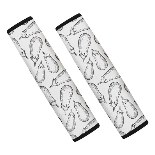White Eggplant Drawing Print Car Seat Belt Covers