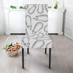White Eggplant Drawing Print Dining Chair Slipcover