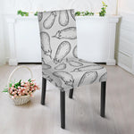 White Eggplant Drawing Print Dining Chair Slipcover