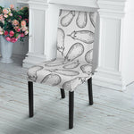 White Eggplant Drawing Print Dining Chair Slipcover