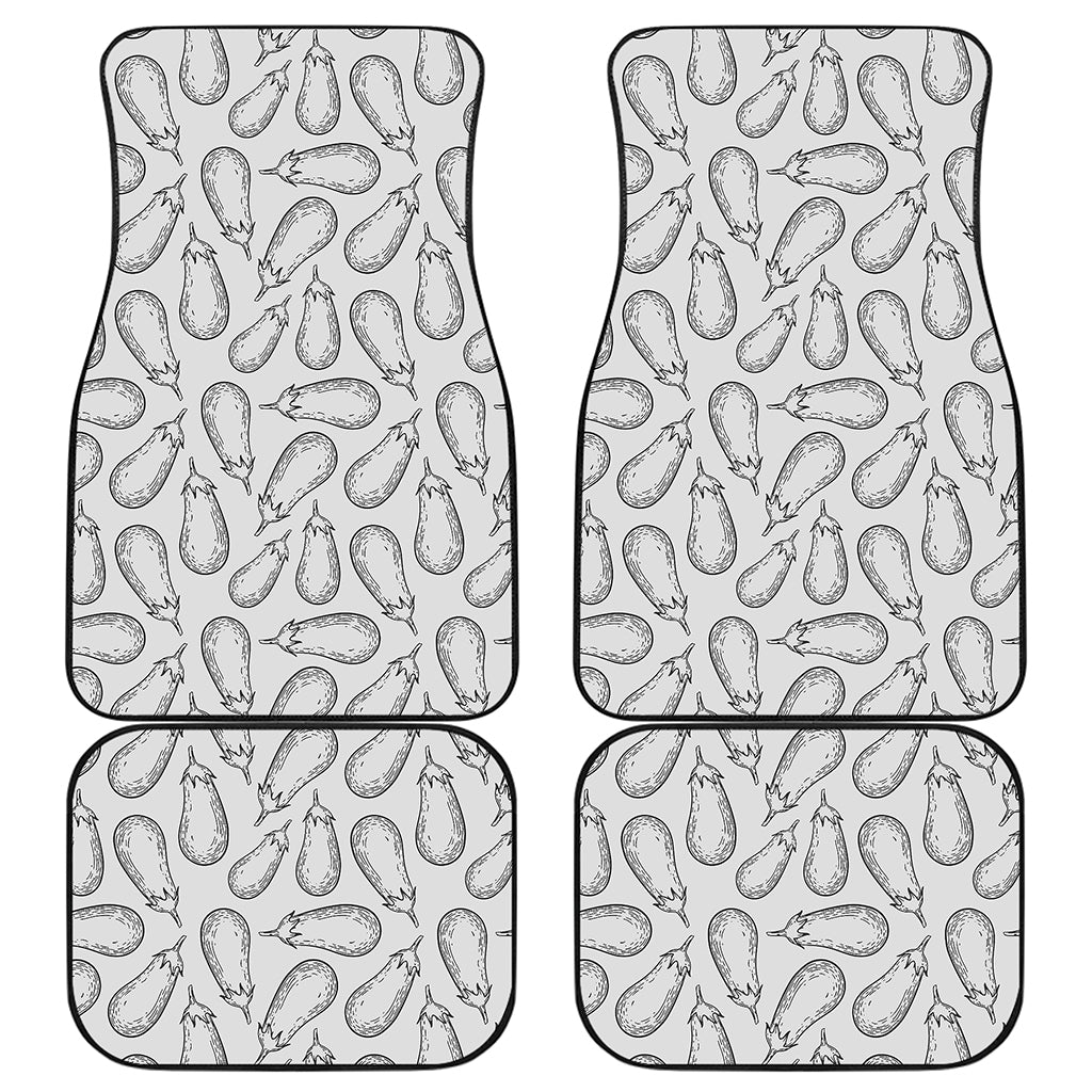 White Eggplant Drawing Print Front and Back Car Floor Mats