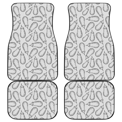 White Eggplant Drawing Print Front and Back Car Floor Mats