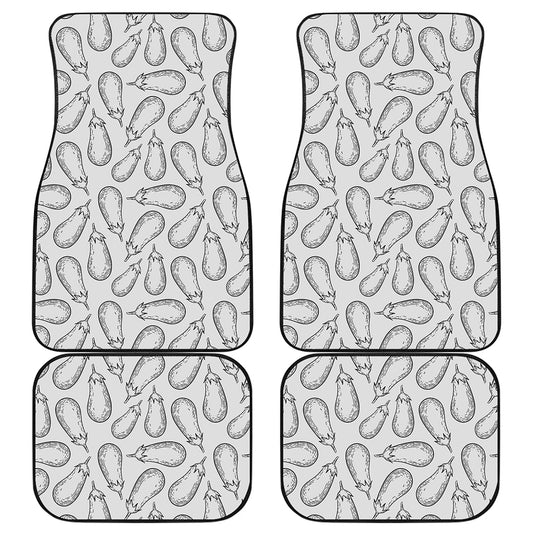 White Eggplant Drawing Print Front and Back Car Floor Mats