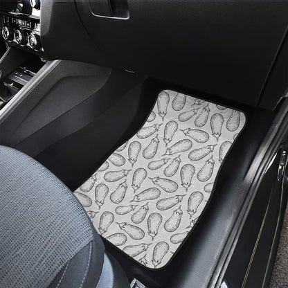 White Eggplant Drawing Print Front and Back Car Floor Mats