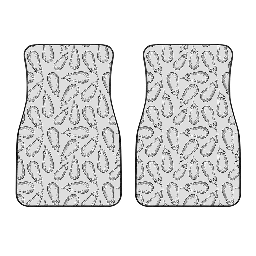 White Eggplant Drawing Print Front Car Floor Mats