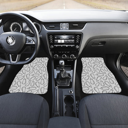 White Eggplant Drawing Print Front Car Floor Mats