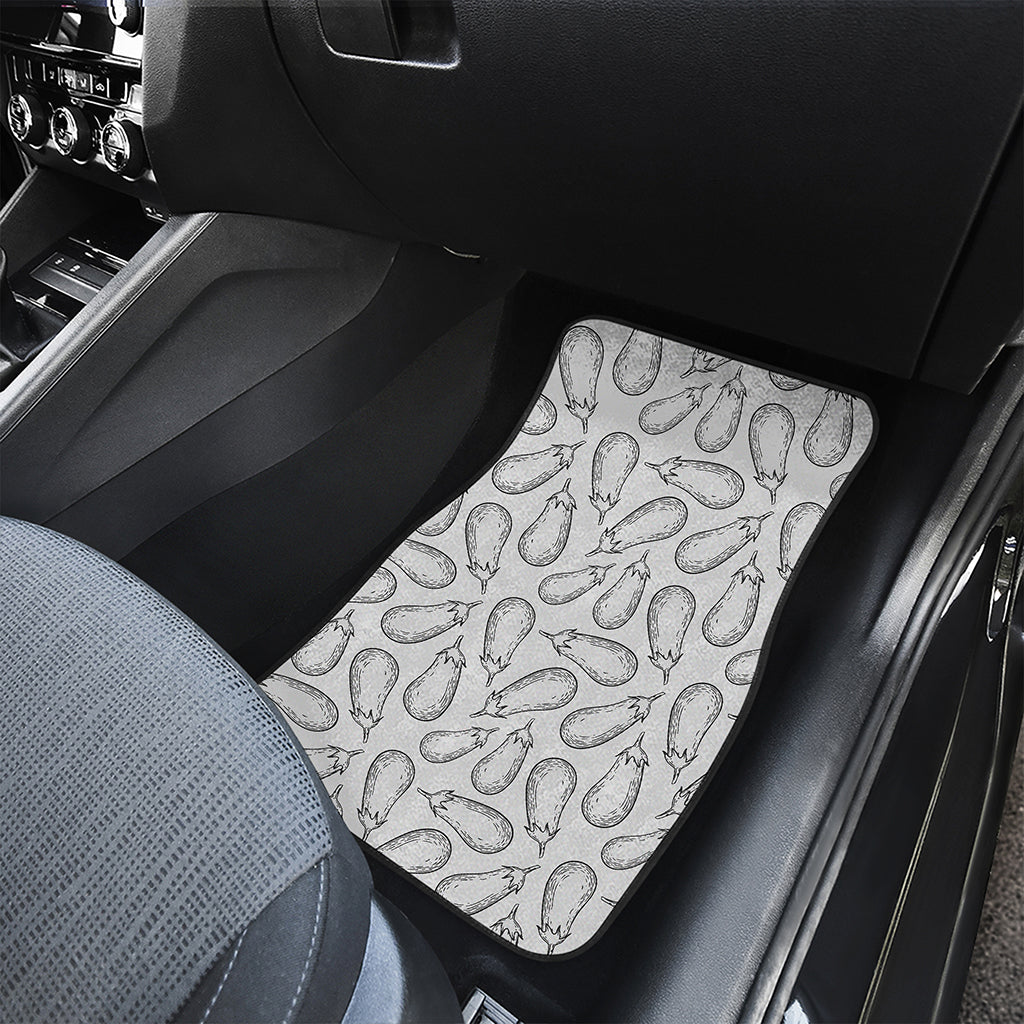White Eggplant Drawing Print Front Car Floor Mats