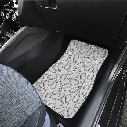 White Eggplant Drawing Print Front Car Floor Mats