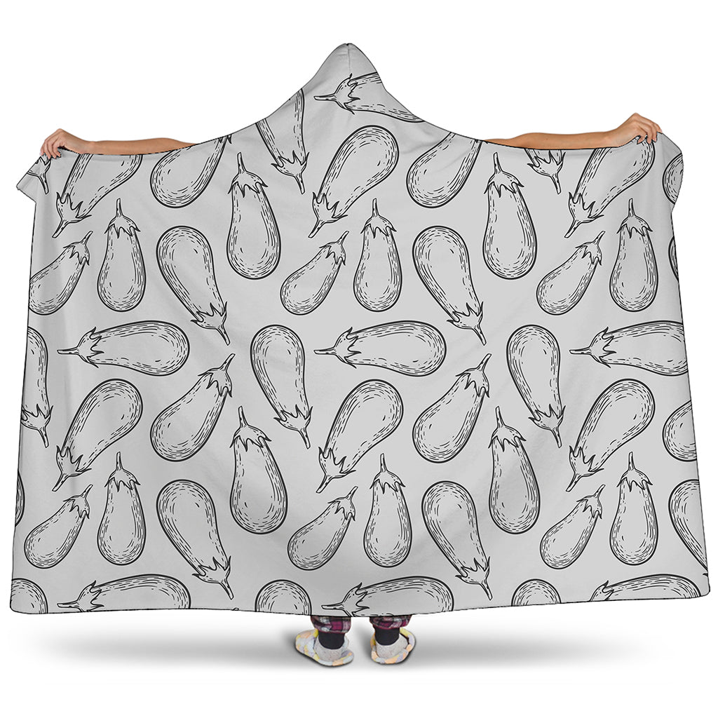 White Eggplant Drawing Print Hooded Blanket