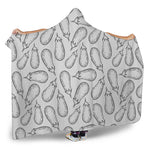 White Eggplant Drawing Print Hooded Blanket