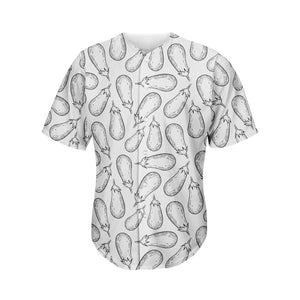 White Eggplant Drawing Print Men's Baseball Jersey