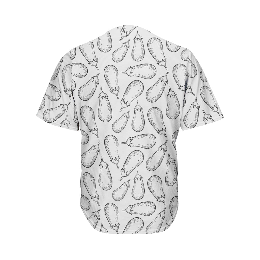 White Eggplant Drawing Print Men's Baseball Jersey