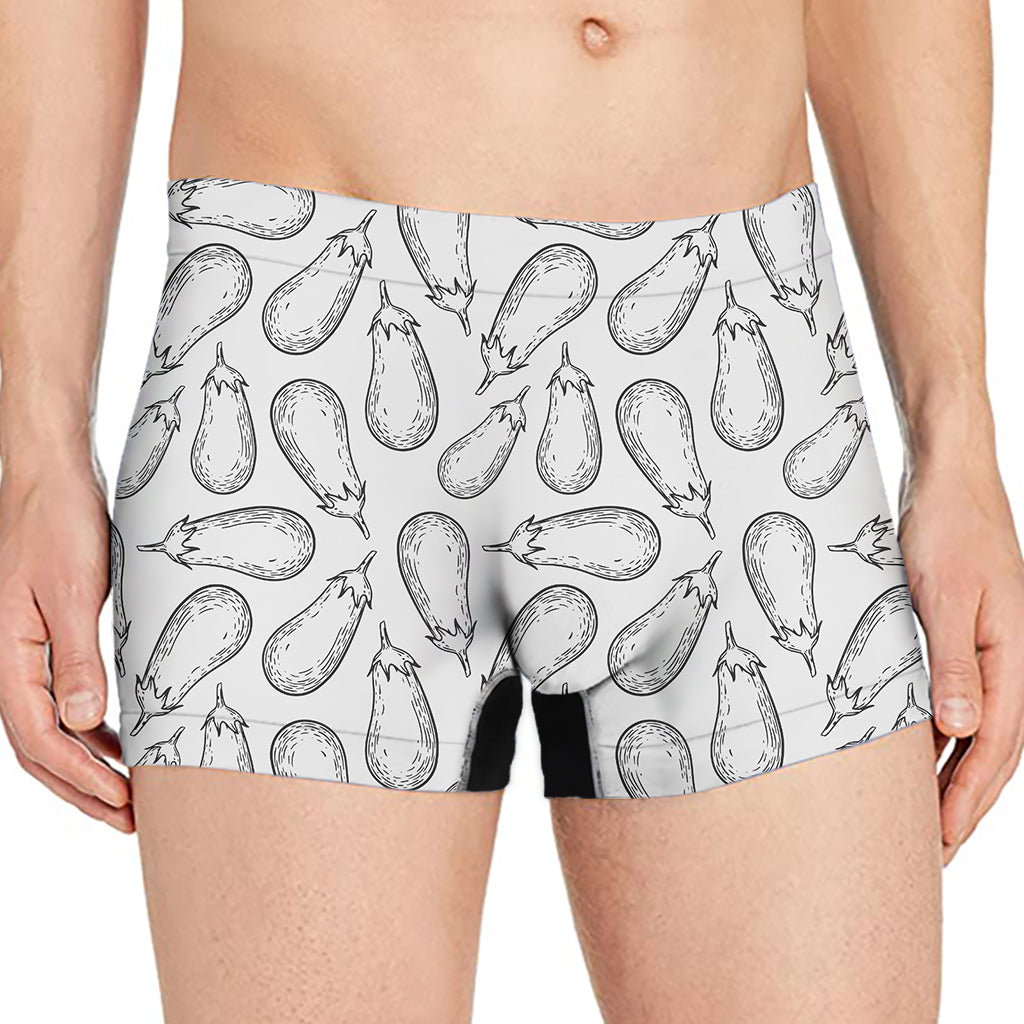 White Eggplant Drawing Print Men's Boxer Briefs