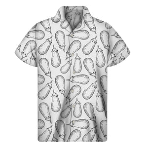 White Eggplant Drawing Print Men's Short Sleeve Shirt