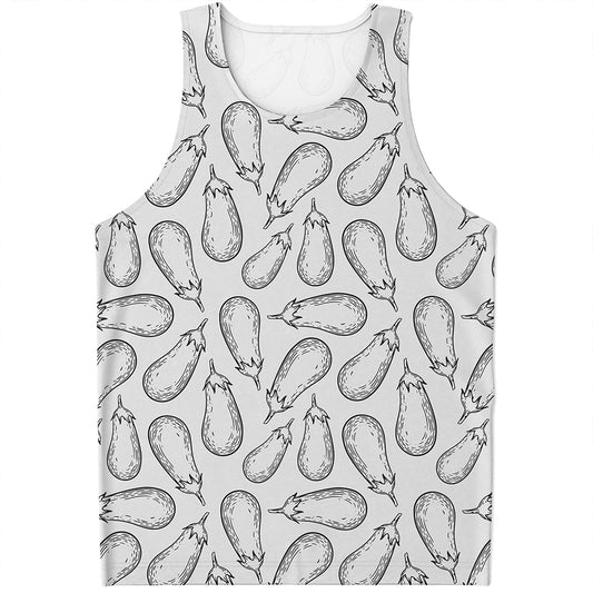 White Eggplant Drawing Print Men's Tank Top