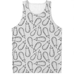 White Eggplant Drawing Print Men's Tank Top